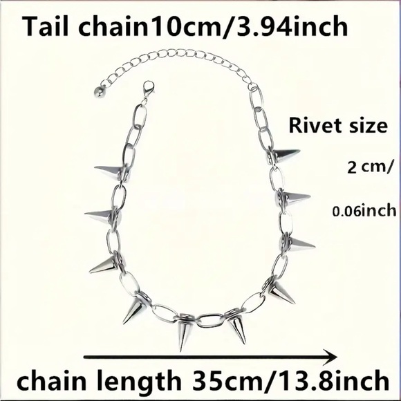 ‼️$7‼️ Bullet Punk Gothic Studded Rivet Spikes Necklace Vintage Choker Gunmetal - Picture 2 of 10